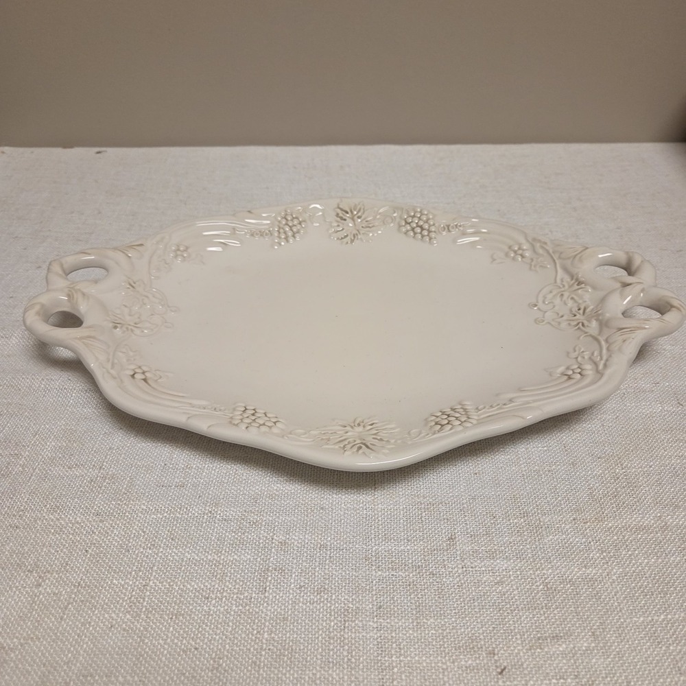 Roscher & Co Vineyard Collection Ceramic White Serving Platter Tray‎